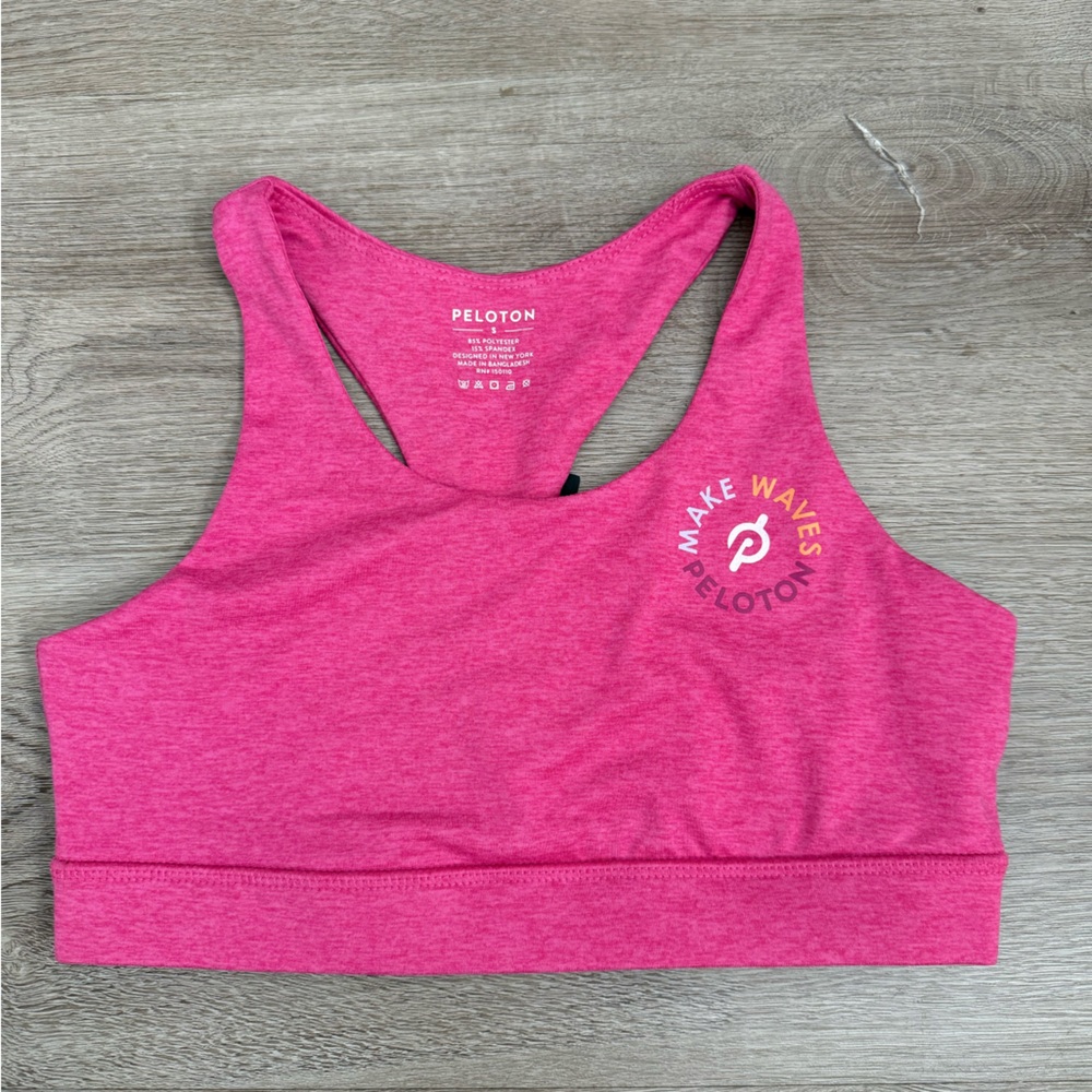 NWT Women’s Peloton Make Waves Heathered Pink Strappy Sports Bra Size S and M